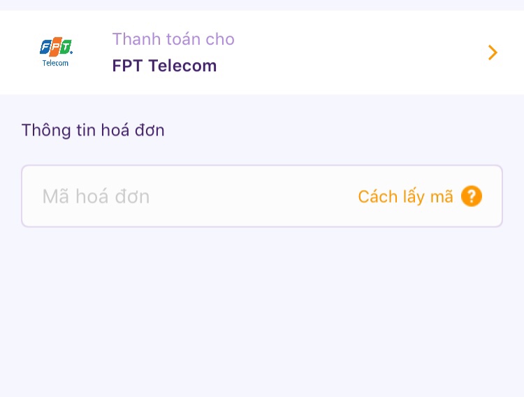 Nhập số hợp đồng cần đóng tiền mạng FPT